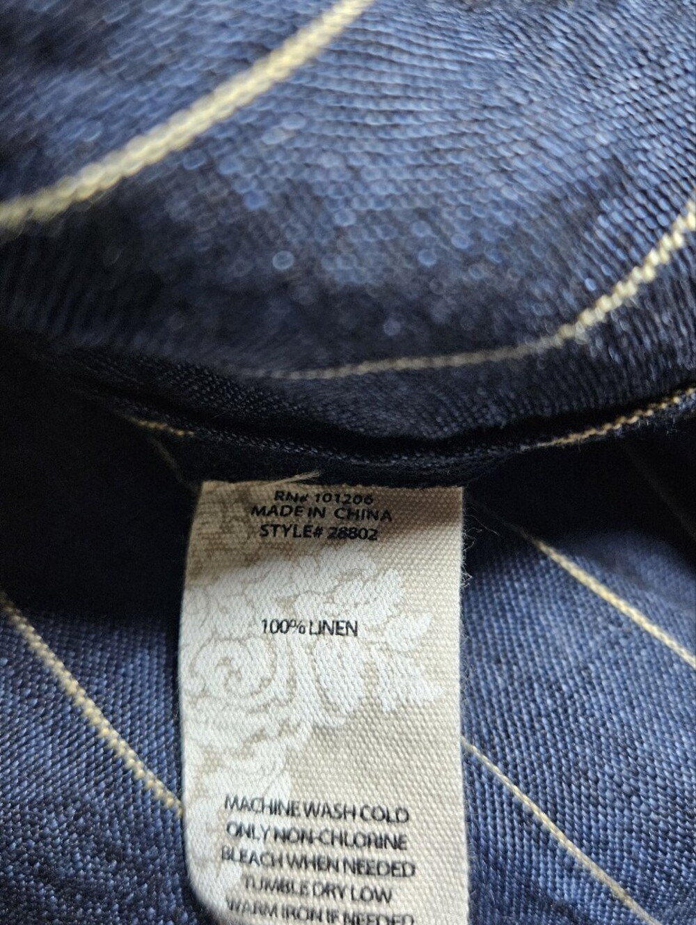 Soft Surroundings 100% Linen Button Down Longline Tunic Shirt Large Navy - Picture 5 of 8